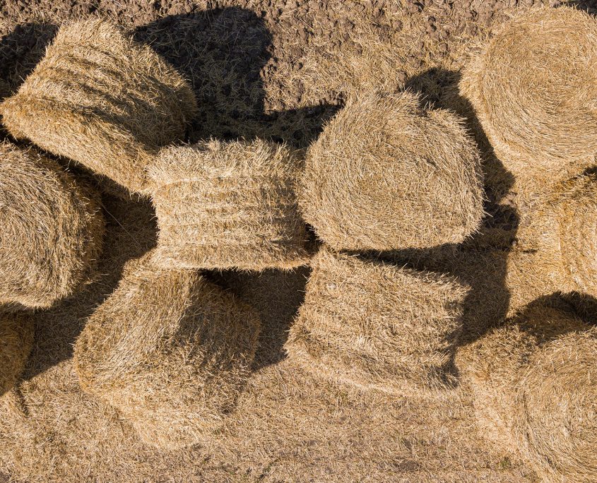 Aerial,View,Of,Hay,Bales,In,Summer.,Top,View,Of
